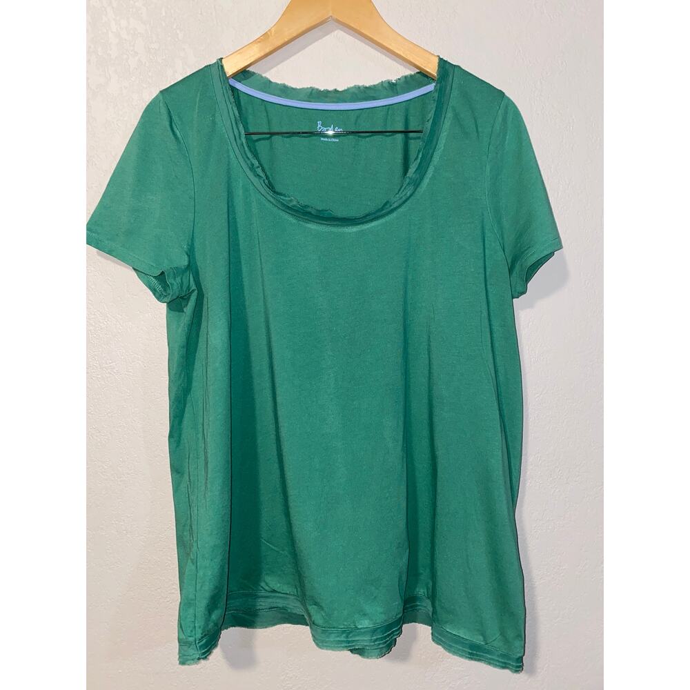 Boden Women’s Essential Scoop Neck Tee Green Short-sleeve SZ 14